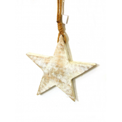 Gwiazda wisząca drewniana bielona 20cm